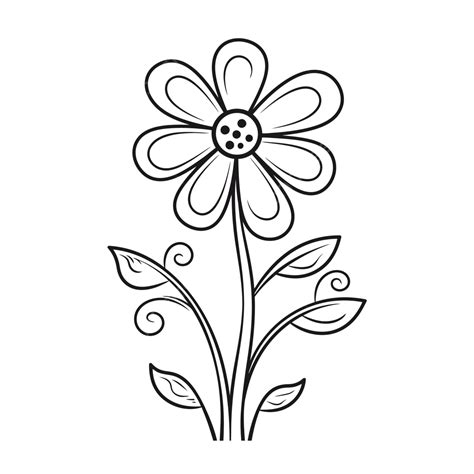 Flower Outline Drawn On A White Background Sketch Drawing Vector, Colourful Flower Drawing ...