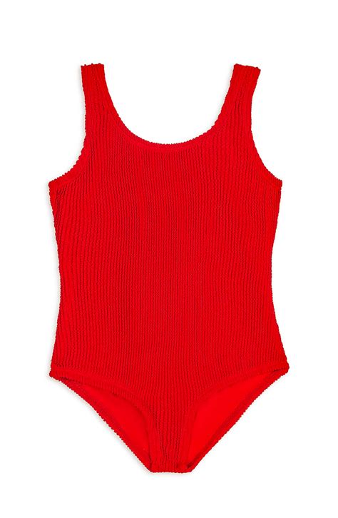 Girls Red Crinkle One Piece Swimsuit | Limeapple