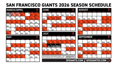 Printable Schedule - 2026 | San Francisco Giants