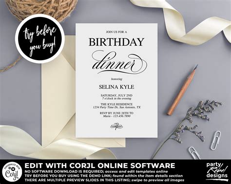 Birthday Dinner Party Invitation Wording Samples