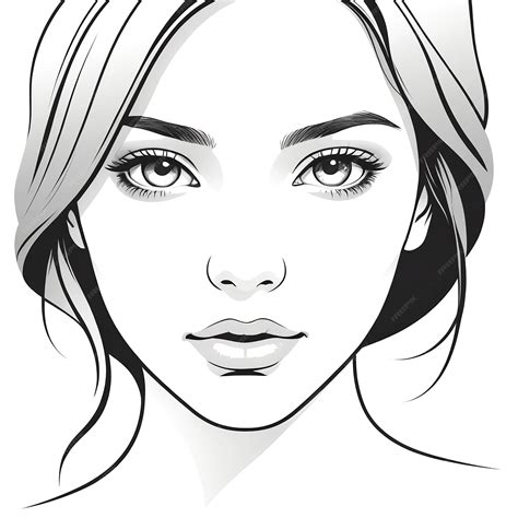 Premium Photo | A Beautiful Girl Face Outline Illustration On White ...