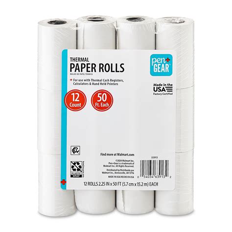 Brandclub - Pen+Gear 2 1/4" x 50' Thermal Paper Rolls, 12 Count
