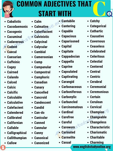 517 Adjectives That Start with C with Useful Examples | Good vocabulary ...