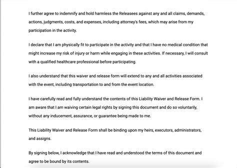 Liability Form Template 的图像结果