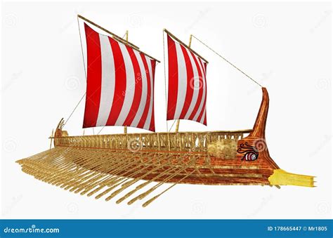Ancient Greek Warship Isolated on White Background Greek Galley Stock ...