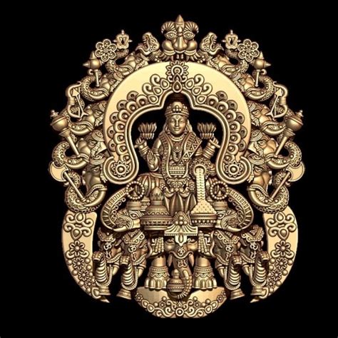 Laxmi Temple Pendant 3D Model STL File for Jewelry Creation