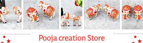 Buy Pooja Creation Store Marble Sculptures Elephant Pair For Showpiece ...