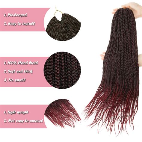 Buy Hairro Box Braids Crochet Hair Extensions Pre Braided Box Braid ...