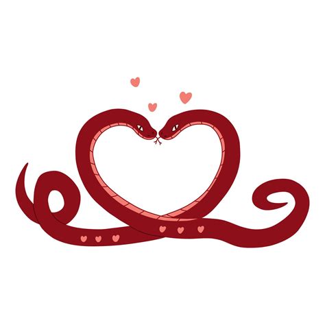 Two red snakes intertwined in shape of heart. 52066321 Vector Art at ...