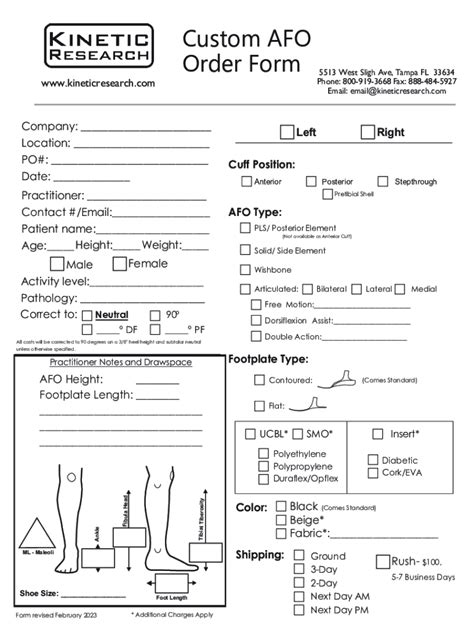 Custom AFO Order Form - Blank Fillable Template | Fill Out, Print ...