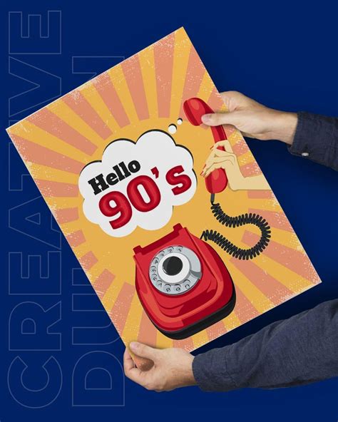 Hello 90's Red and Orange Poster: A Nostalgic Tribute to a Colorful Era ...