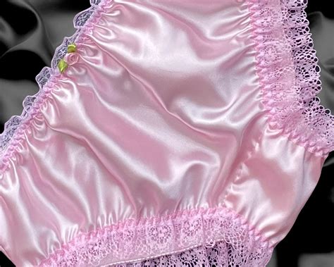Baby Pink Satin Frilly Lace Trim Sissy Panties Knicker Briefs Size 10 ...