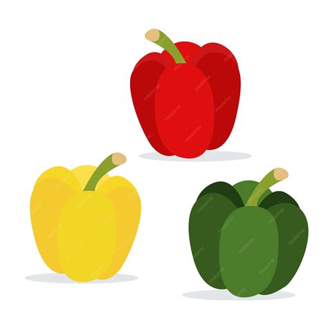 Premium Vector | Red yellow green peppers Vector set of clip art objects