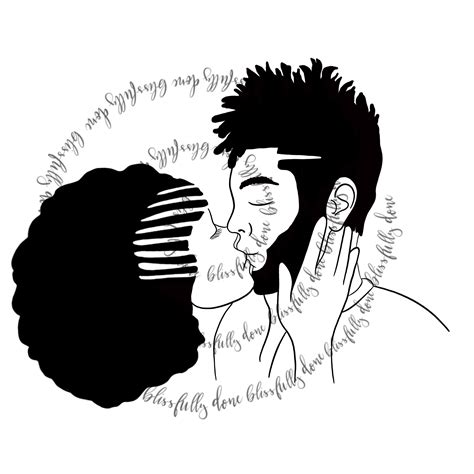 A Kiss ... African American Couple PNG SVG - Etsy | Drawing and illustration, Drawing ...