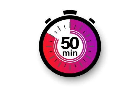 50 minutes timer. Stopwatch symbol in flat style. Editable isolated ...