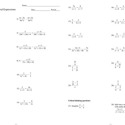 Adding Subtracting Multiplying And Dividing Radicals Worksheet - Subtraction Worksheets