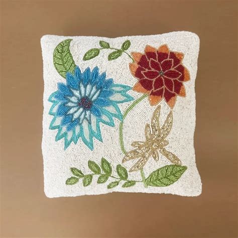 Beaded Floral Cushion Covers – Loomsmith