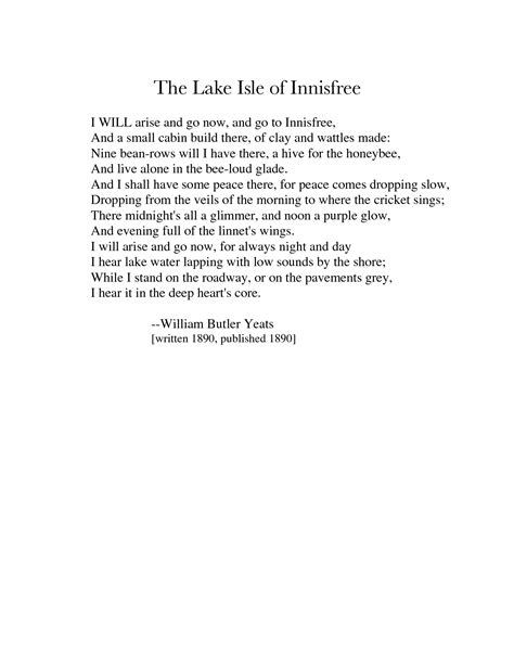 The Lake Isle of Innisfree by William Butler Yeats