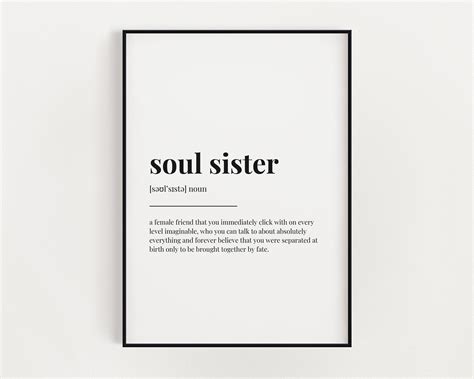SOUL SISTER DEFINITION Meaning | Printable Wall Art | Best Friend Gift ...