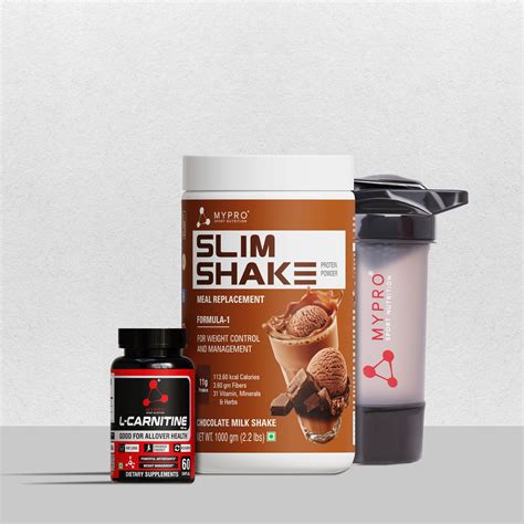 Combo of Slim Shake Meal Replacement Shake + L-Carnitine Capsules & Gy