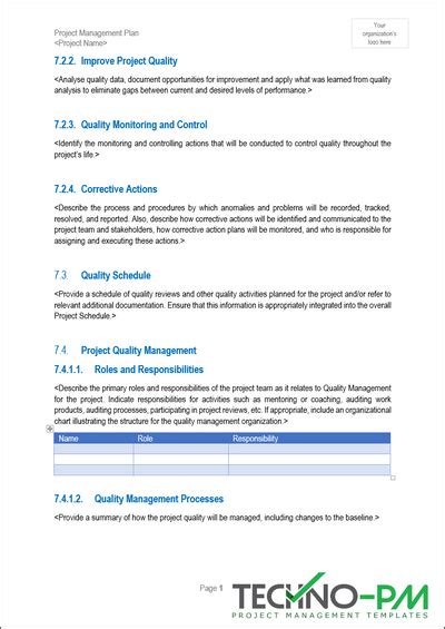 Project Management Plan (PMP) Template – ITSM Docs - ITSM Documents ...