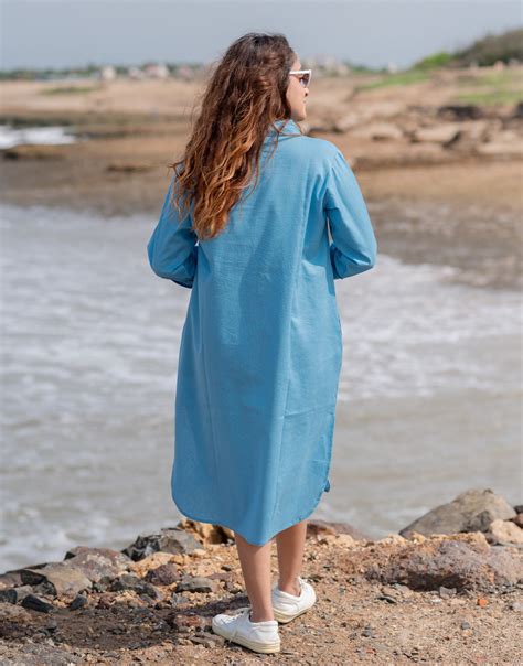 Shop Calm blue Shirt Dress Online - B-612-XS