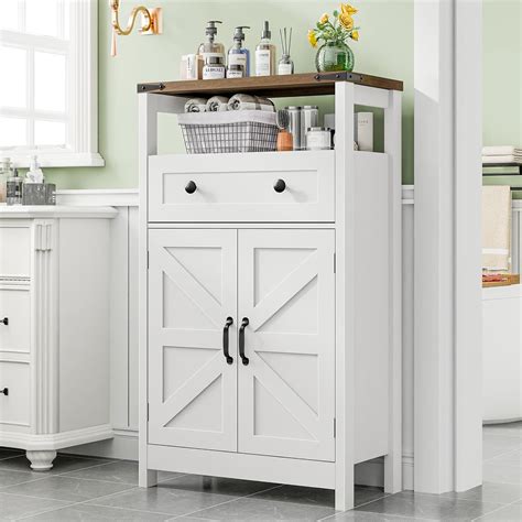 Amazon.com: Emirde Bathroom Cabinet, Farmhouse Storage Cabinet with ...