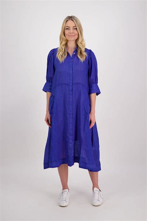 Christine Royal Ramie Shirt Dress