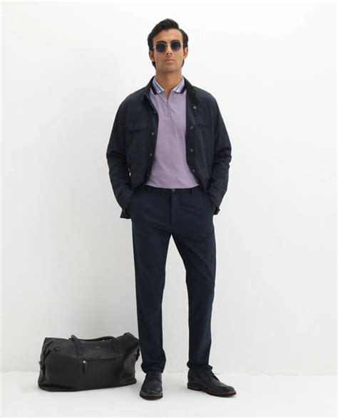 Rare Rabbit Men's Zyte Dusky Purple Cotton Plain Regular Fit Half Slee