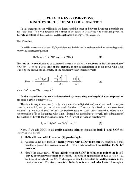 SOLUTION: Lab 1 kinetics of iodine clock reaction - Studypool