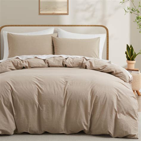 Amazon.com: LOVQUE 100% Washed Cotton Duvet Cover Set King Size, Linen ...