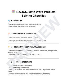 Image result for Math Problem Solving Checklist