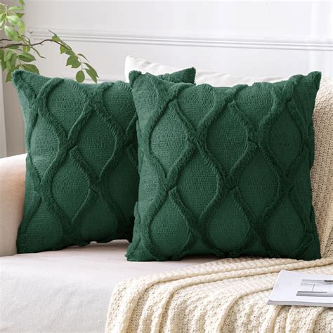 Amazon.com: MIULEE Decorative Throw Pillow Covers Dark Green 18x18 Inch ...