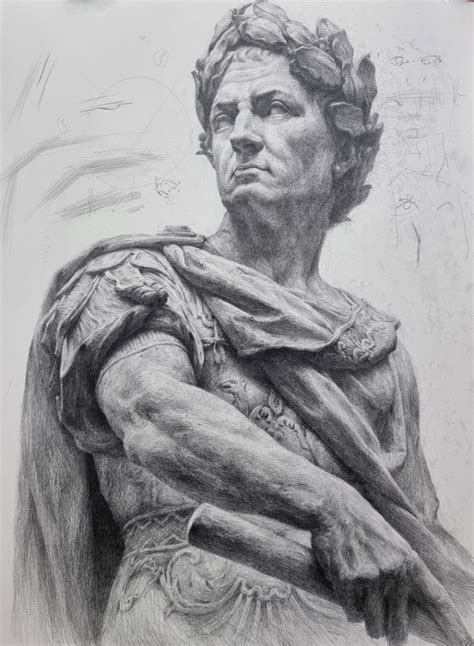 Portrait drawing Gaius Julius Caesar 시져스 조각상 소묘 | 조각상, 그림