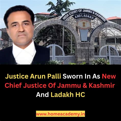 Justice Arun Palli Sworn in as Chief Justice of High Court of J&K, Ladakh.