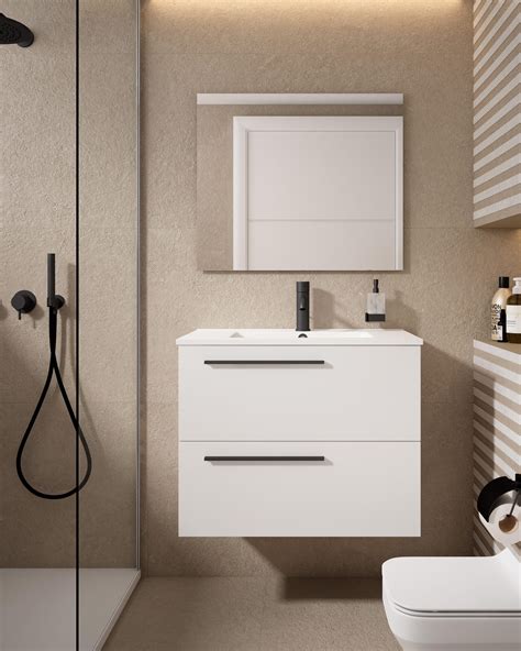Mobile da bagno sotto lavabo VISOBATH Mia bianco laccato opaco L 70 x H 55 x P 39.5 cm 2 ...