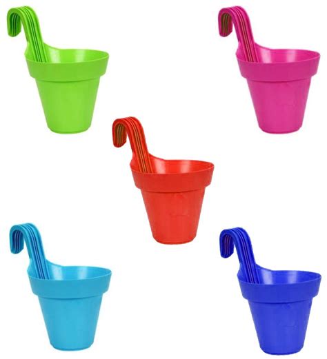 Go Hooked Hanging Flower Pots/Railing Planter for Plant Set of 5 ...