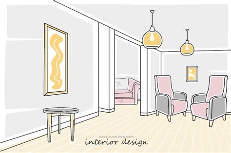 Premium Vector | Hand drawn modern living room