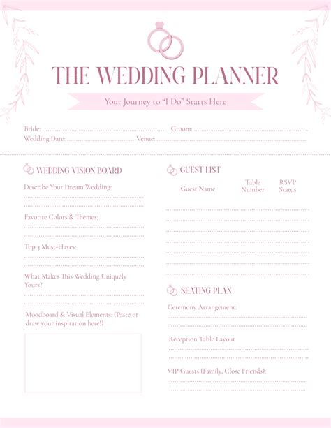 Free Wedding Planeer Templates to Customize Online