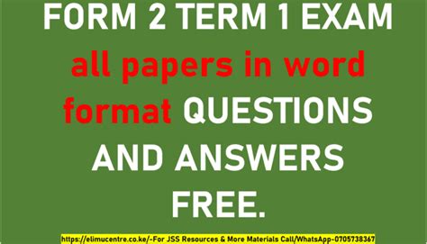 Image result for Form 2 Exam Questions