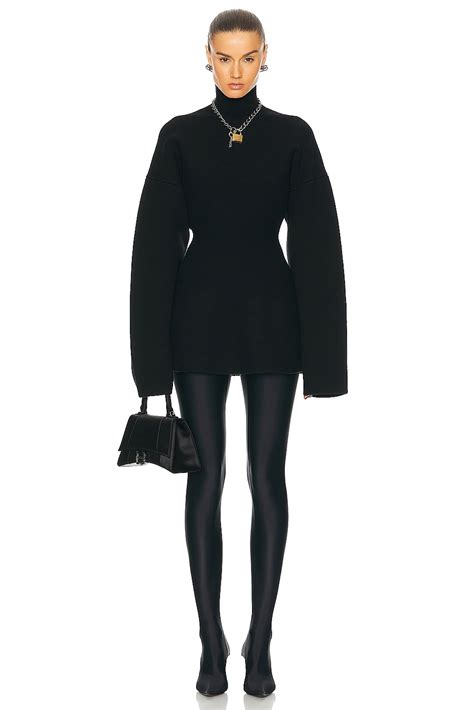 Balenciaga Cashmere Hourglass Turtleneck Sweater in Black | FWRD