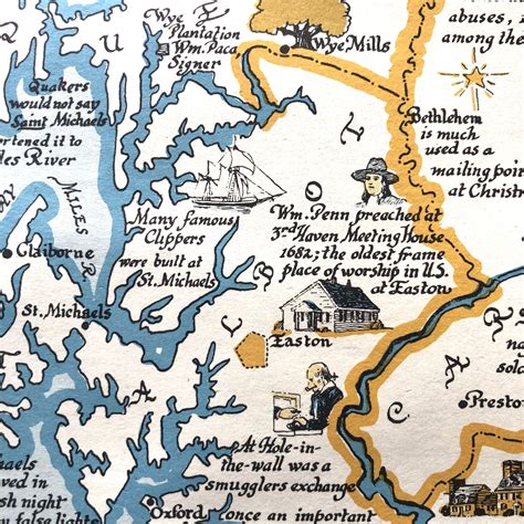 1978 Pictorial Map of the Maryland Eastern Shore: The Chesapeake Bay ...