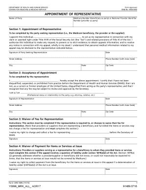 CMS-1696 Appointment of Representative - Blank Fillable Template | Fill ...