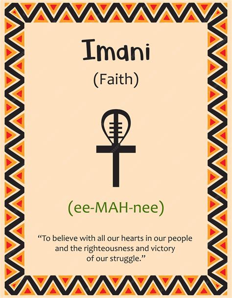 Premium Vector | A card with one of the Kwanzaa principles Symbol Imani means Faith in Swahili ...
