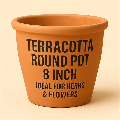 Top 8 Inch Terracotta Round Pot – Perfect for Herbs
