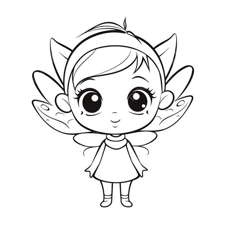 Cute Little Girl Fairy Coloring Page Outline Sketch Drawing Vector, Wing Drawing, Girl Drawing ...