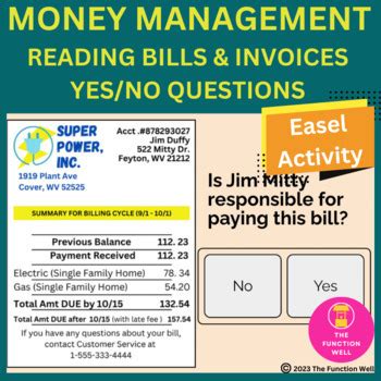 Money Management - Reading Bills & Invoices - Adult Speech Therapy ...