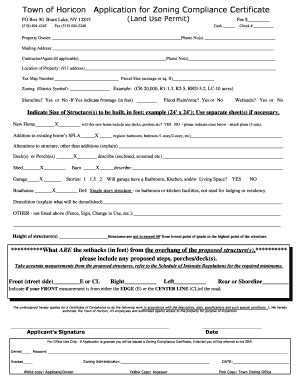Fillable Online Zoning Compliance Application - horiconnygov Fax Email ...