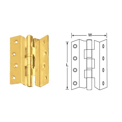 BRASS CRANKED HINGES WITH TWO BALL BEARING, BUTTON TIP HEAD (S.S. PIN)