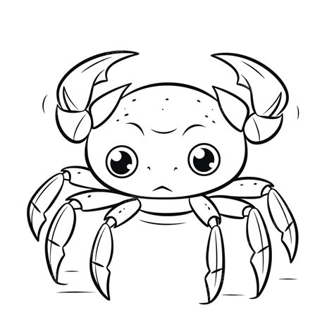 Cute Crab Coloring Page Outline Sketch Drawing Vector, Cartoon Crab ...